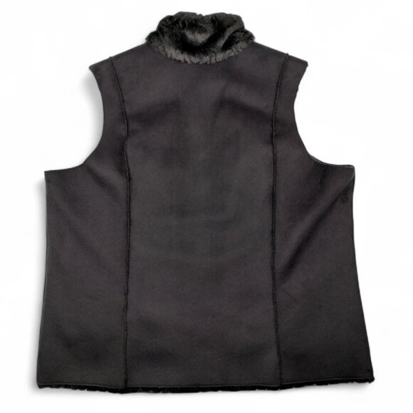 Coldwater Creek Women's Size 2X Black Swirl Fully Reversible Faux Suede Vest - Picture 5 of 6